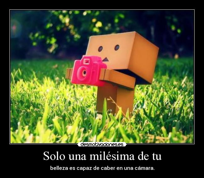 Solo una milésima de tu - belleza es capaz de caber en una cámara.