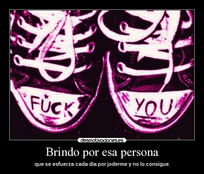 Brindo por esa persona - que se esfuerza cada día por joderme y no lo consigue.