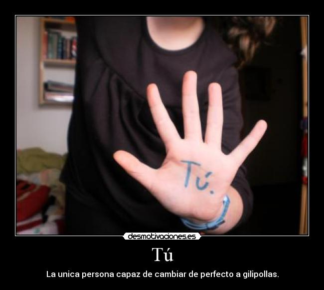 Tú - La unica persona capaz de cambiar de perfecto a gilipollas.
