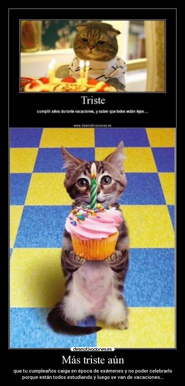 Más triste aún - que tu cumpleaños caiga en época de exámenes y no poder celebrarlo
porque están todos estudiando y luego se van de vacaciones...