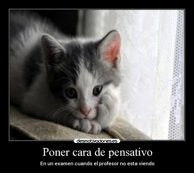 Poner cara de pensativo - En un examen cuando el profesor no esta viendo