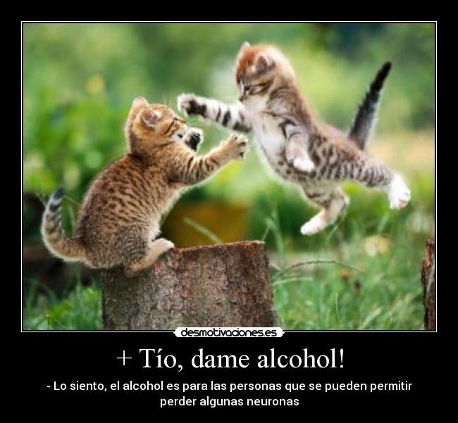 + Tío, dame alcohol! - - Lo siento, el alcohol es para las personas que se pueden permitir
perder algunas neuronas