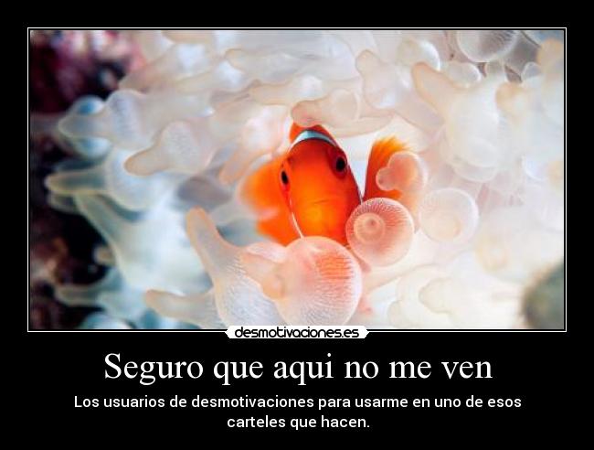 Seguro que aqui no me ven - Los usuarios de desmotivaciones para usarme en uno de esos
carteles que hacen.