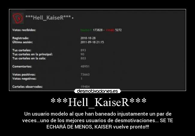 carteles hell_kaiser voto negativo 72663 positivos mejor echaremos menos jose draven desmotivaciones