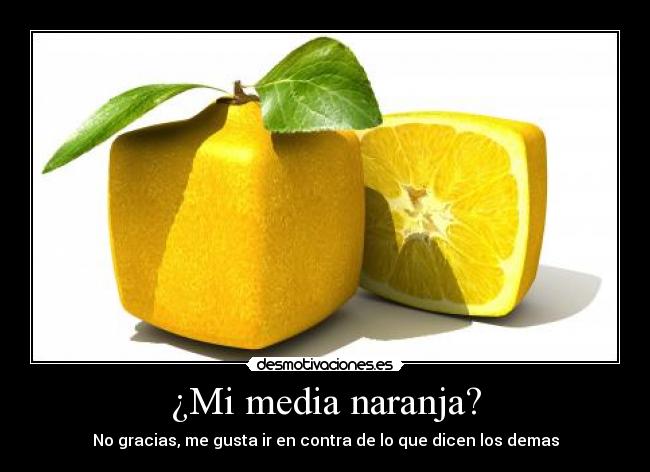 ¿Mi media naranja? - No gracias, me gusta ir en contra de lo que dicen los demas