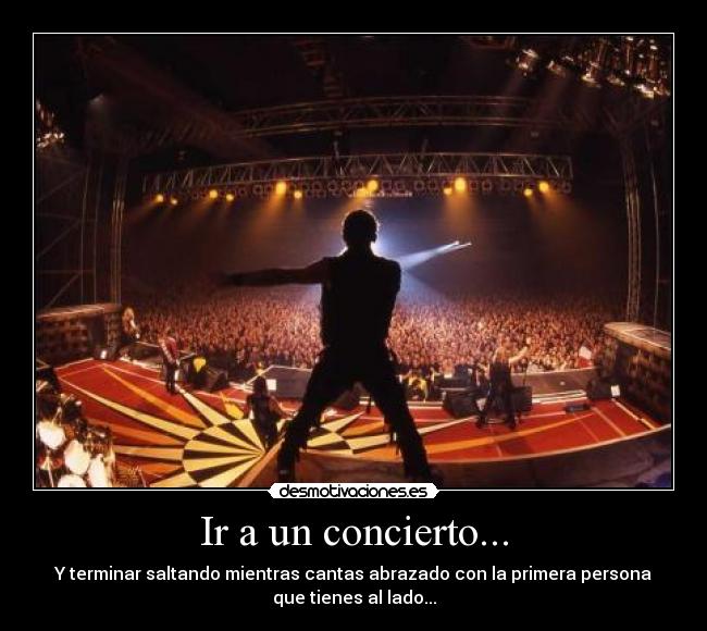 Ir a un concierto... - Y terminar saltando mientras cantas abrazado con la primera persona
que tienes al lado...