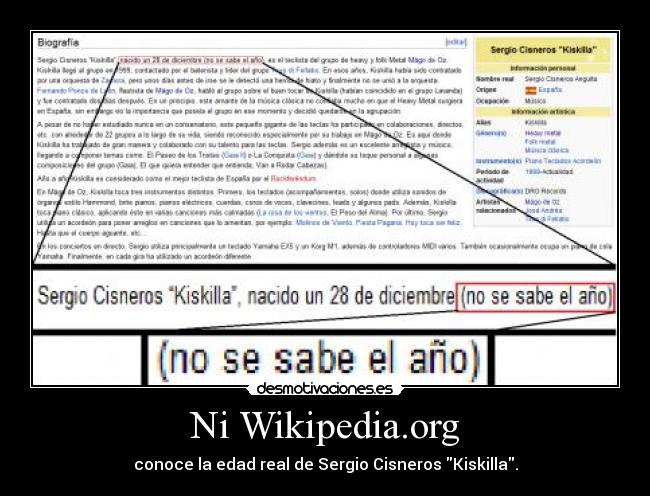 Ni Wikipedia.org - conoce la edad real de Sergio Cisneros Kiskilla.