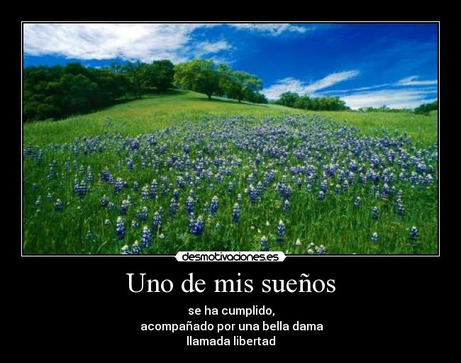 Uno de mis sueños - se ha cumplido,
acompañado por una bella dama
llamada libertad