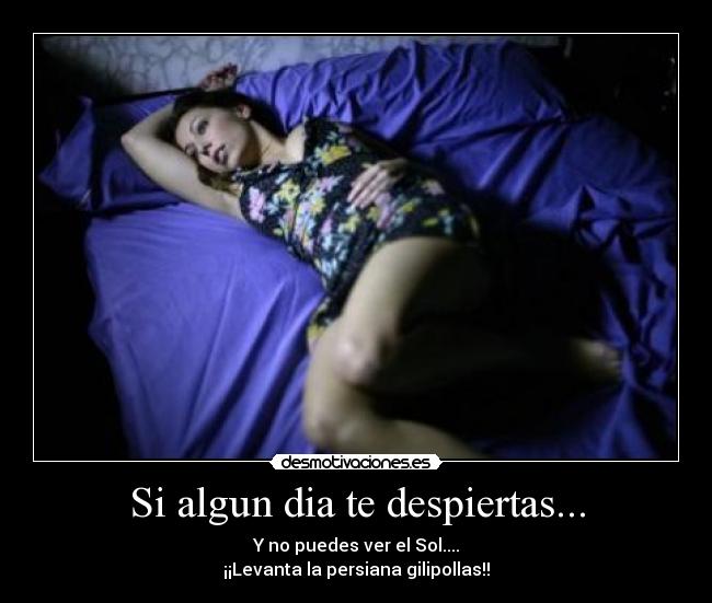 Si algun dia te despiertas... - Y no puedes ver el Sol....
¡¡Levanta la persiana gilipollas!!