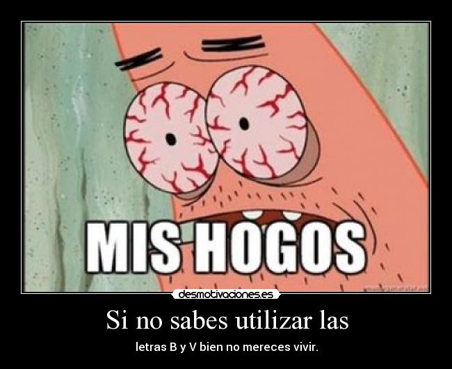 Si no sabes utilizar las - letras B y V bien no mereces vivir.