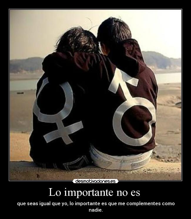 Lo importante no es - que seas igual que yo, lo importante es que me complementes como nadie.