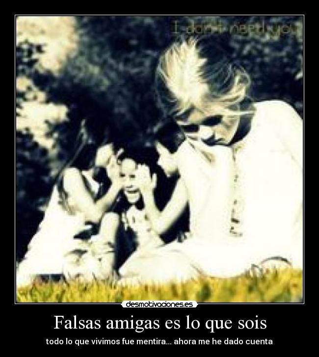 Falsas amigas es lo que sois - todo lo que vivimos fue mentira... ahora me he dado cuenta
