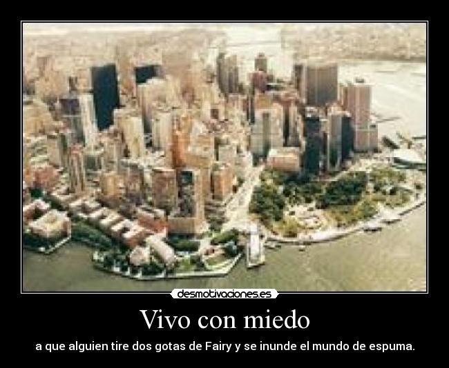 Vivo con miedo - a que alguien tire dos gotas de Fairy y se inunde el mundo de espuma.