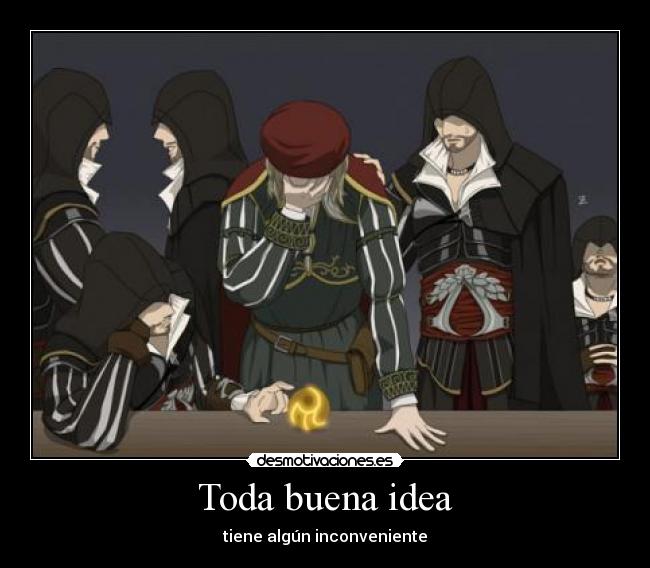 carteles assassins creed ezio leonardo fruto del eden dobles idea inconveniente desmotivaciones