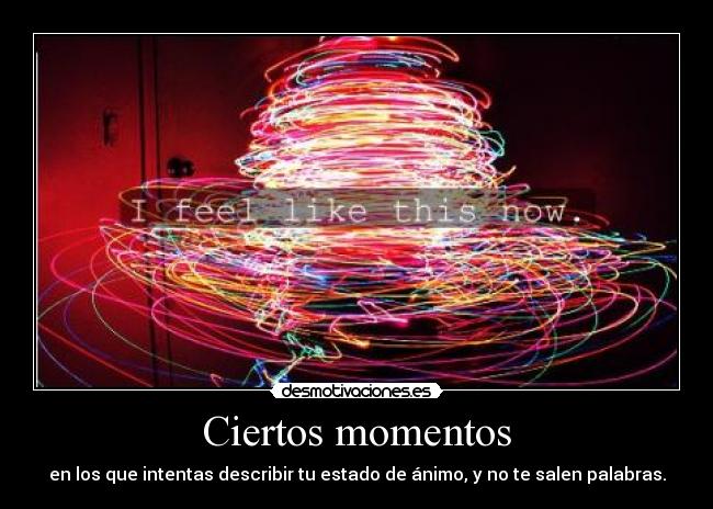 Ciertos momentos - en los que intentas describir tu estado de ánimo, y no te salen palabras.