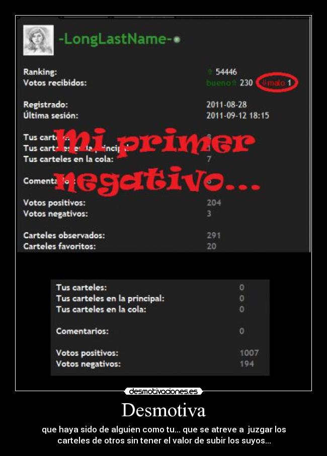 Desmotiva - que haya sido de alguien como tu... que se atreve a  juzgar los
carteles de otros sin tener el valor de subir los suyos...
