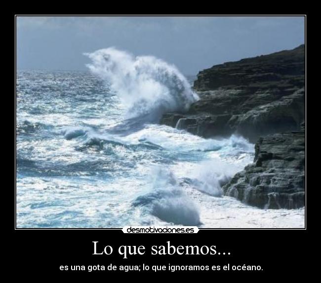 Lo que sabemos... - es una gota de agua; lo que ignoramos es el océano.