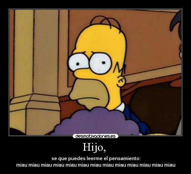 Hijo, - se que puedes leerme el pensamiento:
miau miau miau miau miau miau miau miau miau miau miau miau miau