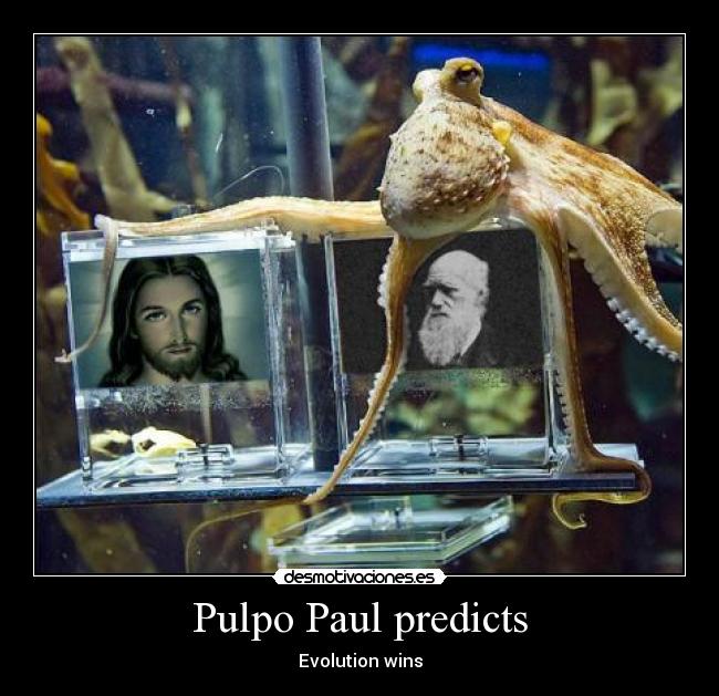 carteles pulpo paul jesus evolucion teoria tetas desmotivaciones