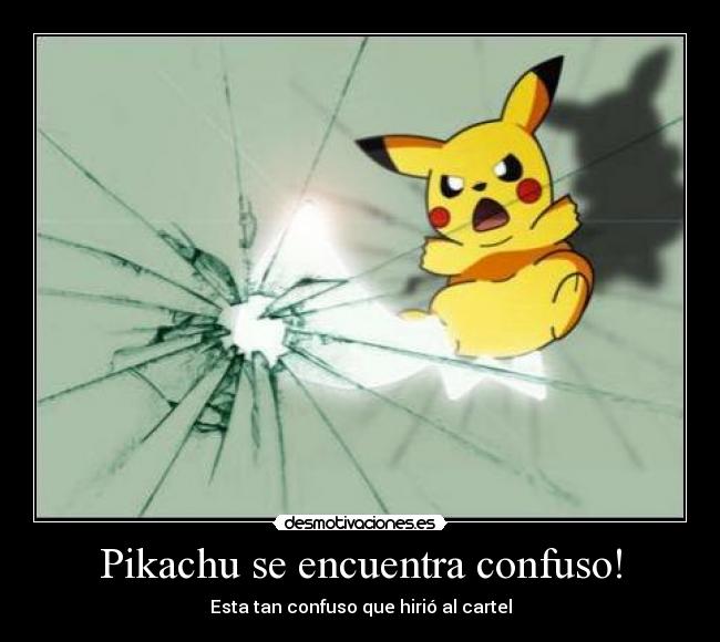 Pikachu se encuentra confuso! - Esta tan confuso que hirió al cartel