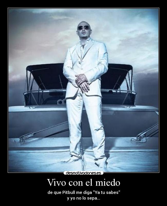 Vivo con el miedo - de que Pitbull me diga Ya tu sabes
y yo no lo sepa...