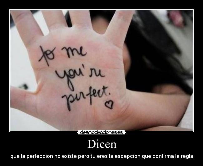 Dicen - que la perfeccion no existe pero tu eres la escepcion que confirma la regla