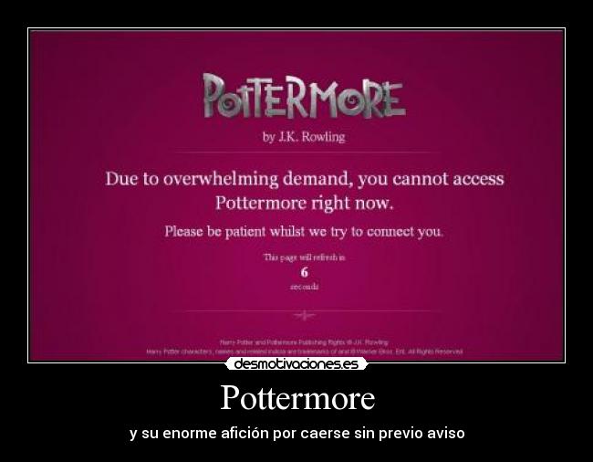 Pottermore - y su enorme afición por caerse sin previo aviso