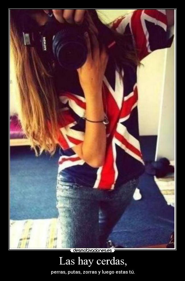 Las hay cerdas, - perras, putas, zorras y luego estas tú.