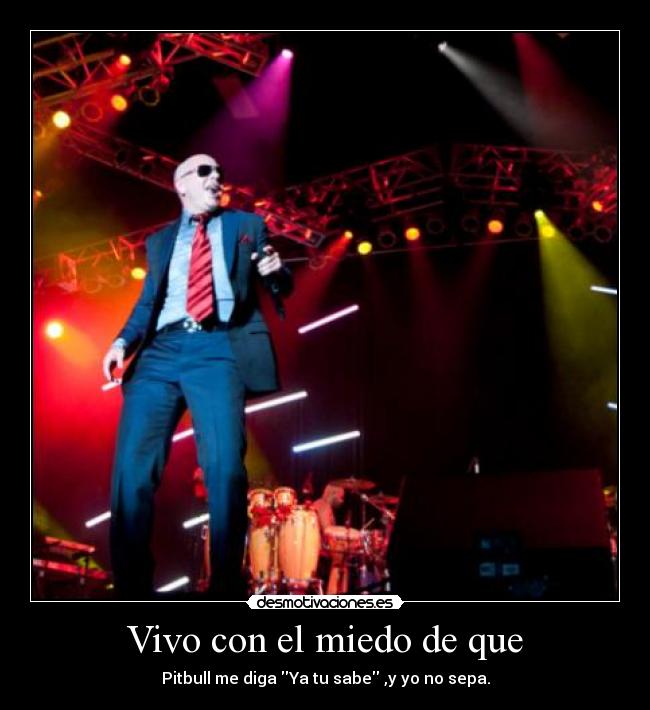 Vivo con el miedo de que - Pitbull me diga Ya tu sabe ,y yo no sepa.