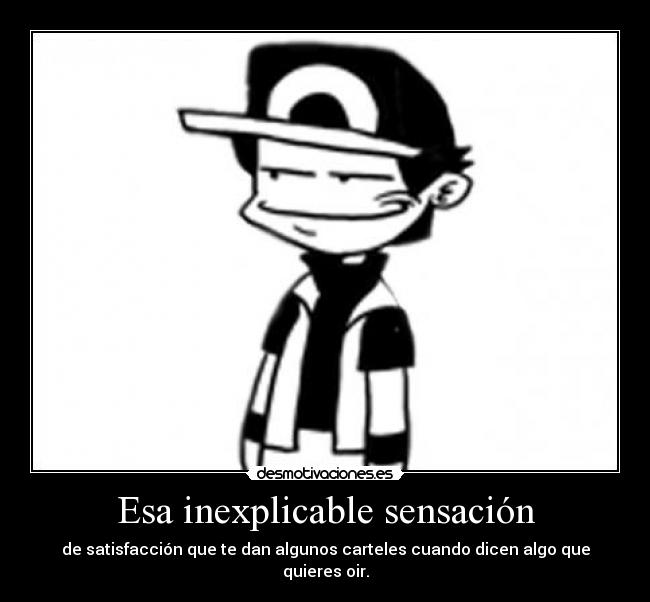 Esa inexplicable sensación - de satisfacción que te dan algunos carteles cuando dicen algo que quieres oir.