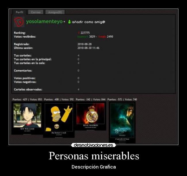 Personas miserables - Descripción Grafica