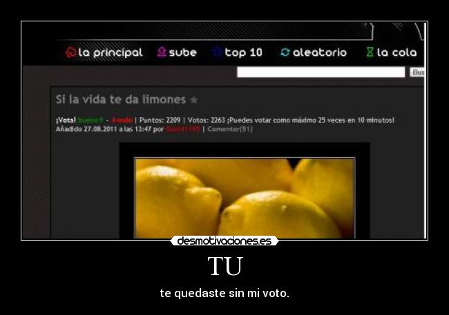 TU - te quedaste sin mi voto.