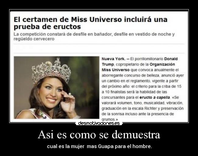 Asi es como se demuestra - cual es la mujer mas Guapa para el hombre.