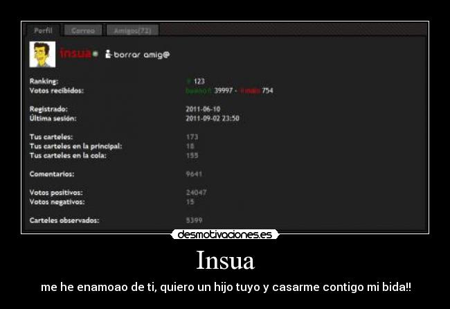 Insua - me he enamoao de ti, quiero un hijo tuyo y casarme contigo mi bida!!