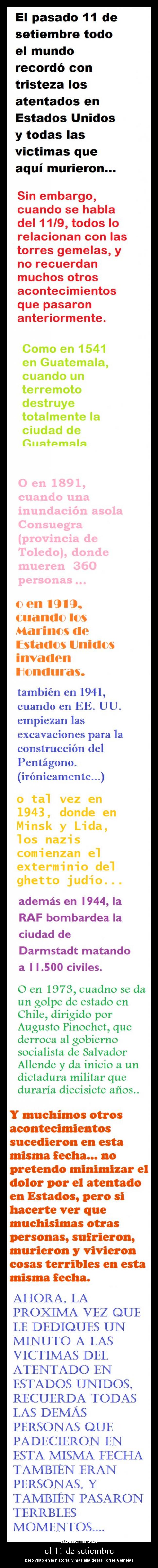 el 11 de setiembre - pero visto en la historia, y más allá de las Torres Gemelas