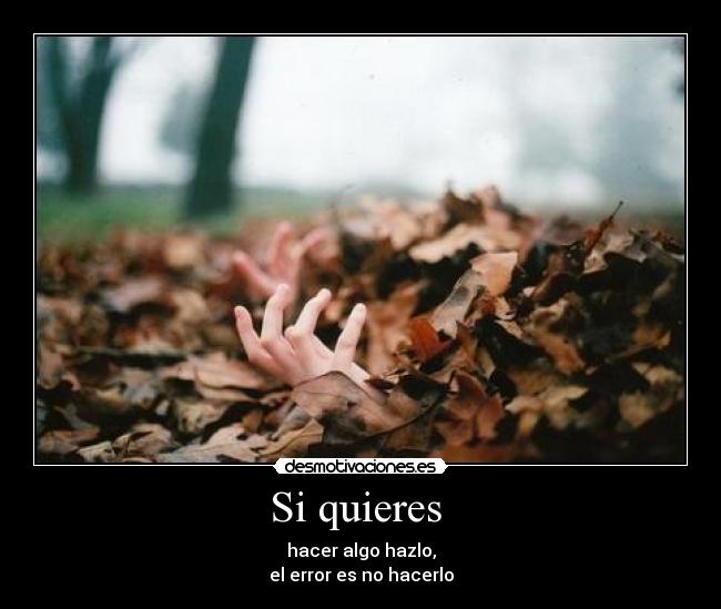 Si quieres  - hacer algo hazlo,
el error es no hacerlo