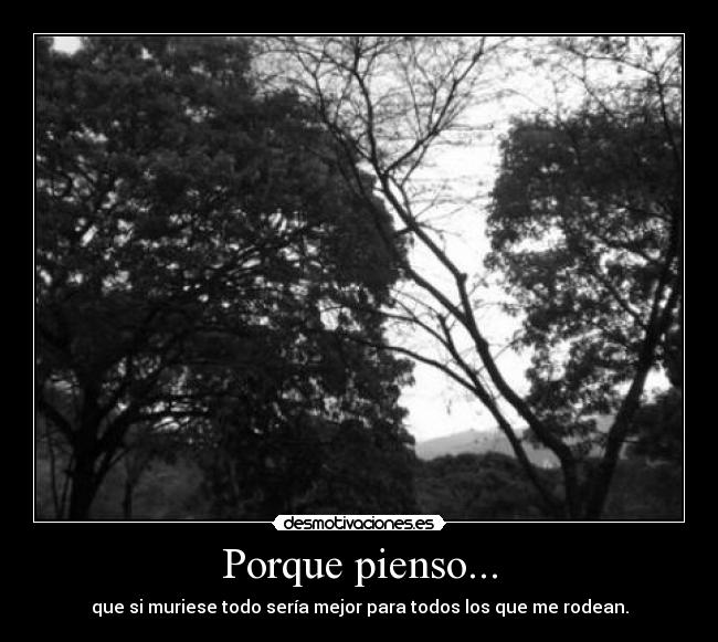 Porque pienso... - que si muriese todo sería mejor para todos los que me rodean.