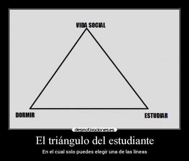 El triángulo del estudiante - En el cual solo puedes elegir una de las líneas