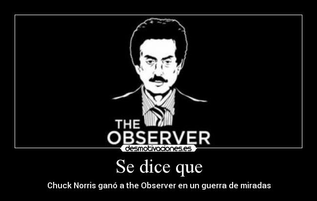 Se dice que - Chuck Norris ganó a the Observer en un guerra de miradas