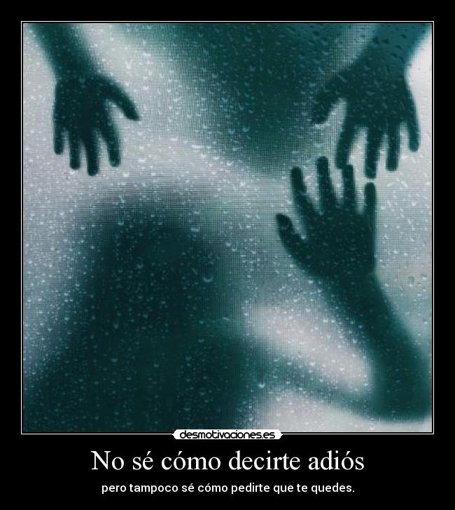 No sé cómo decirte adiós - pero tampoco sé cómo pedirte que te quedes.