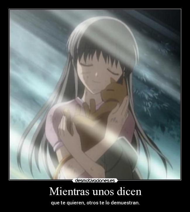 carteles tohru kyo fruits basket querer demuestra con hechos desmotivaciones