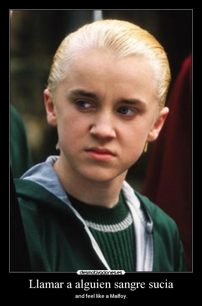 Llamar a alguien sangre sucia - and feel like a Malfoy.