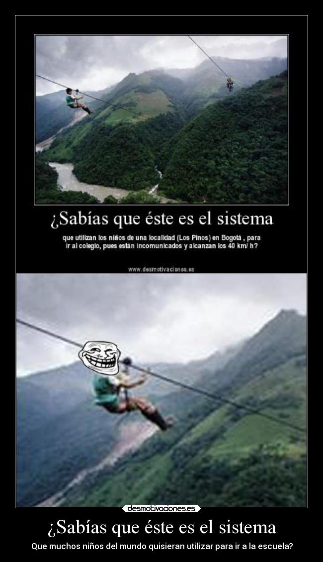 ¿Sabías que éste es el sistema - Que muchos niños del mundo quisieran utilizar para ir a la escuela?