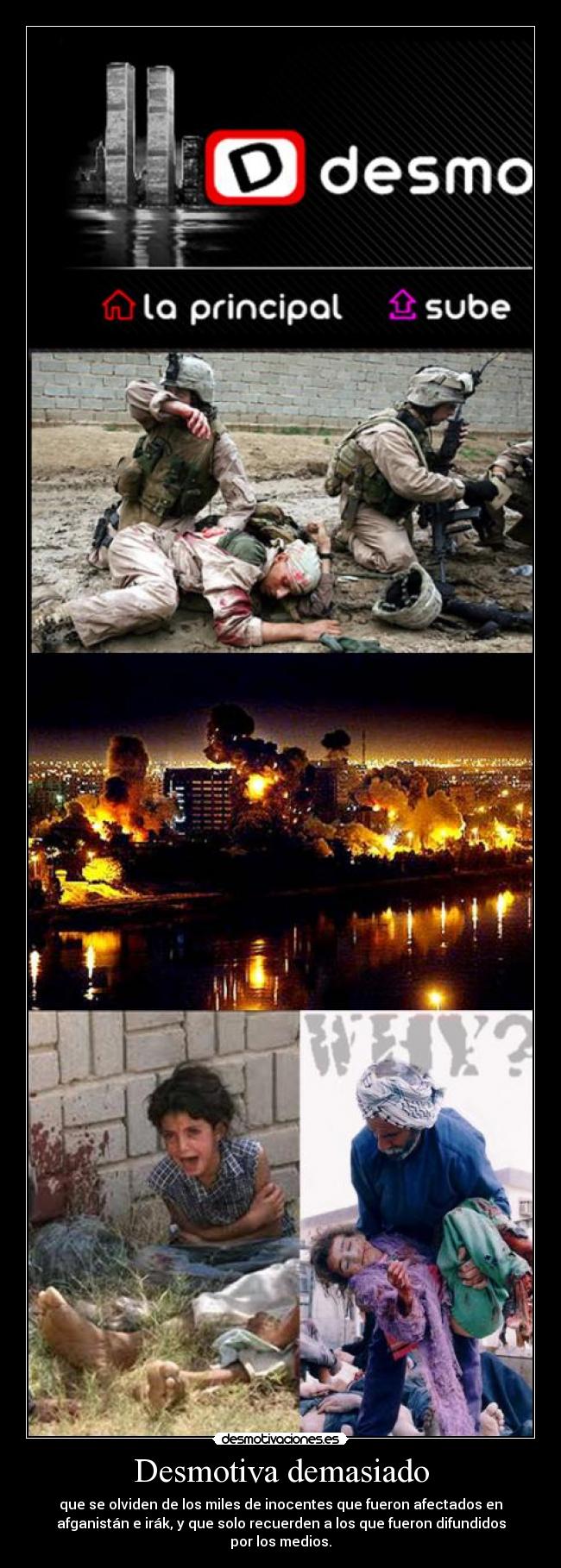 carteles muertos estadounidense 3000 afganos iraquies 100000 desmotivaciones