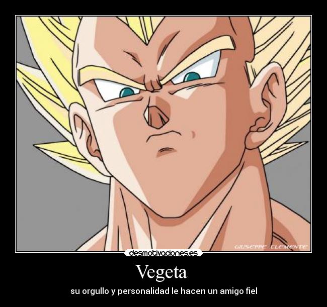 Vegeta - su orgullo y personalidad le hacen un amigo fiel