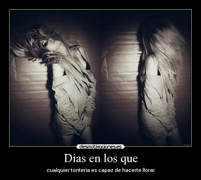 Dias en los que - cualquier tonteria es capaz de hacerte llorar