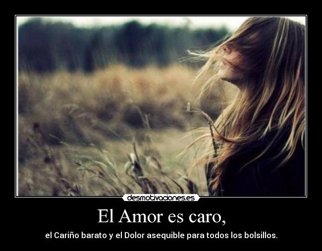 El Amor es caro, - el Cariño barato y el Dolor asequible para todos los bolsillos.