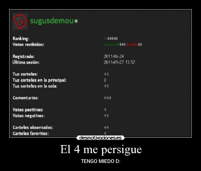 El 4 me persigue - TENGO MIEDO D: