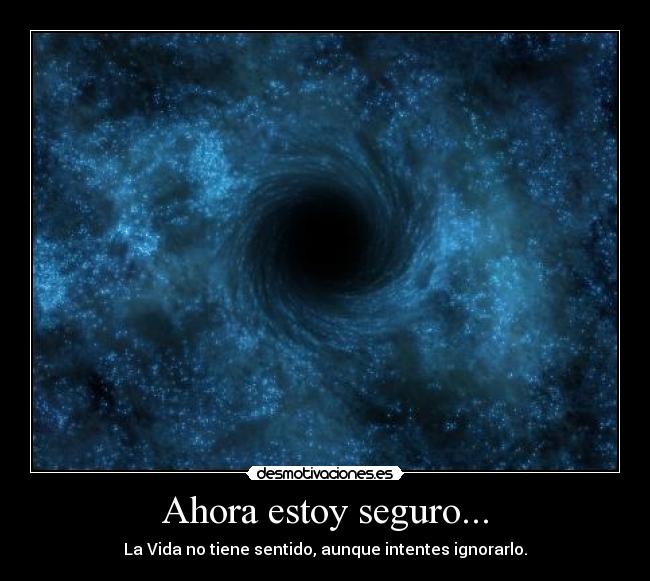 Ahora estoy seguro... - La Vida no tiene sentido, aunque intentes ignorarlo.