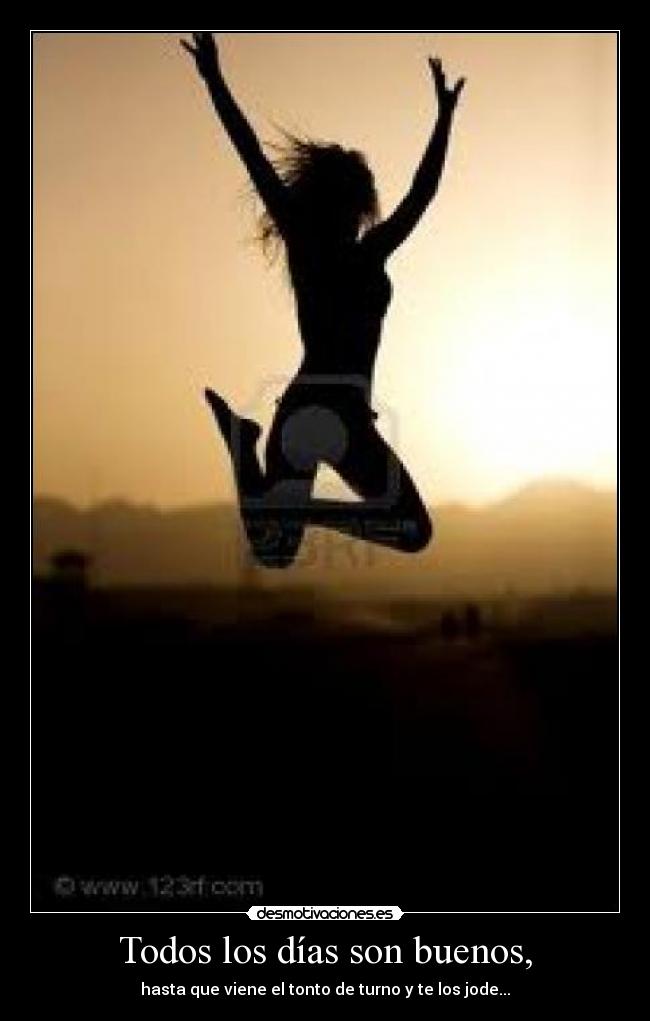 Todos los días son buenos, - hasta que viene el tonto de turno y te los jode...